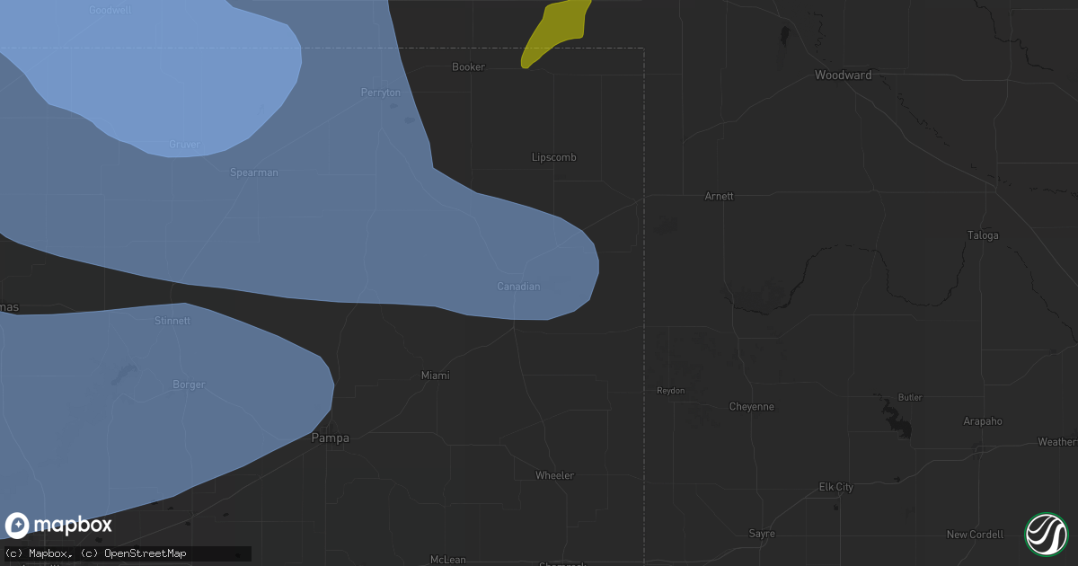 Hail map in Canadian, TX on June 12, 2026