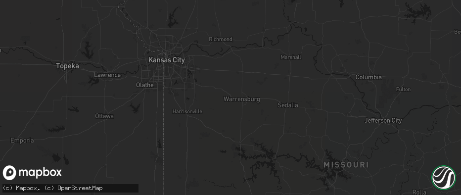 Hail map in Centerview, MO on June 12, 2026