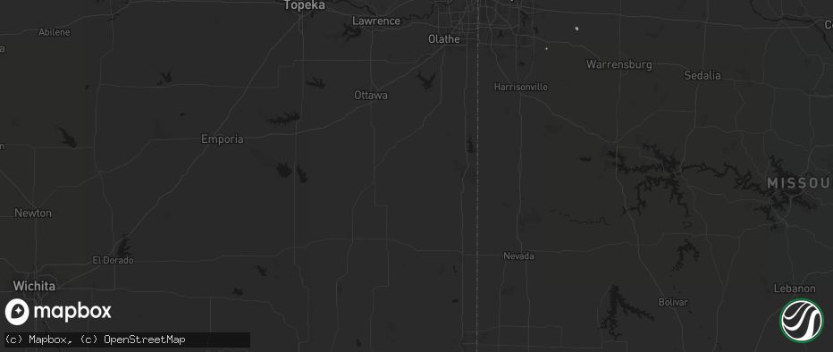 Hail map in Centerville, KS on June 12, 2026