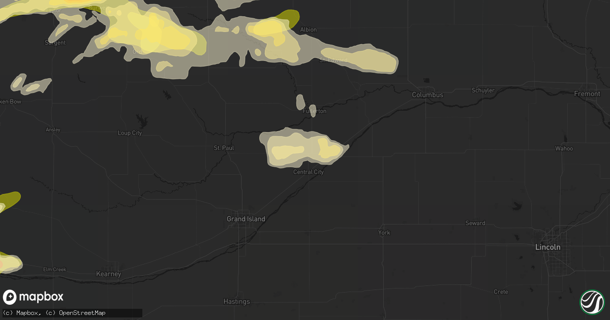 Hail map in Central City, NE on June 12, 2026