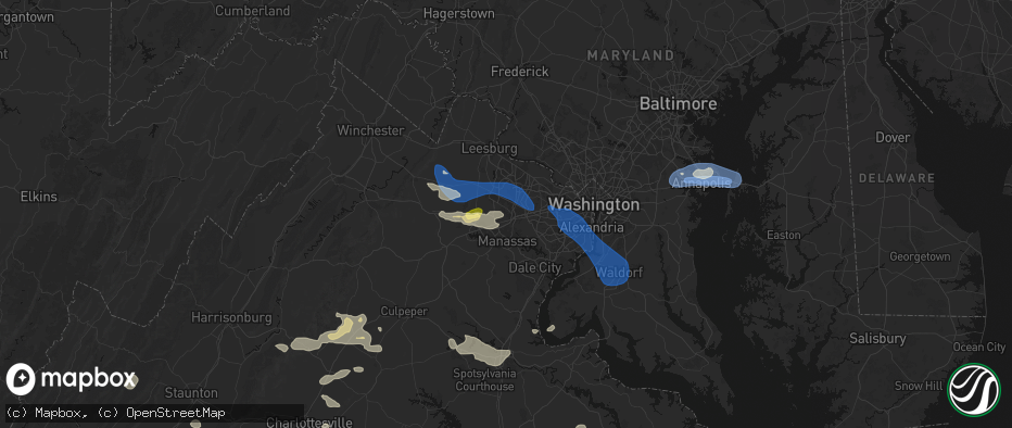 Hail map in Centreville, VA on June 12, 2026