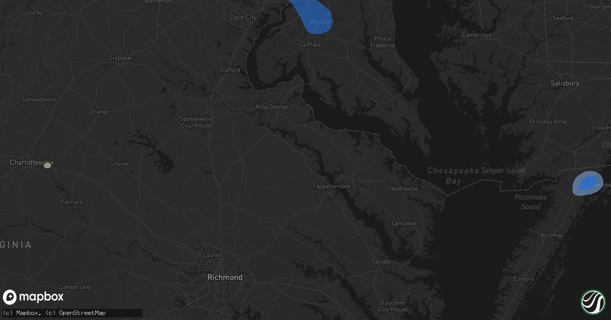 Hail map in Champlain, VA on June 12, 2026