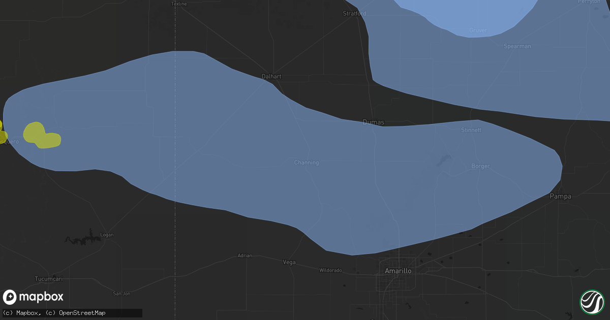 Hail map in Channing, TX on June 12, 2026