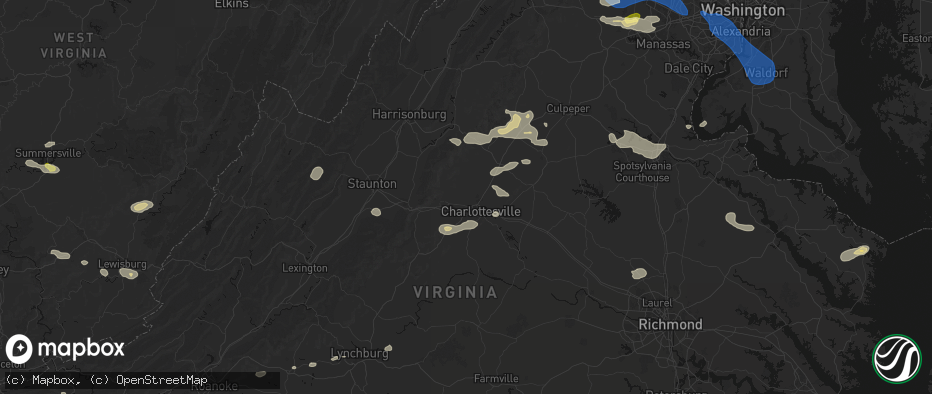 Hail map in Charlottesville, VA on June 12, 2026