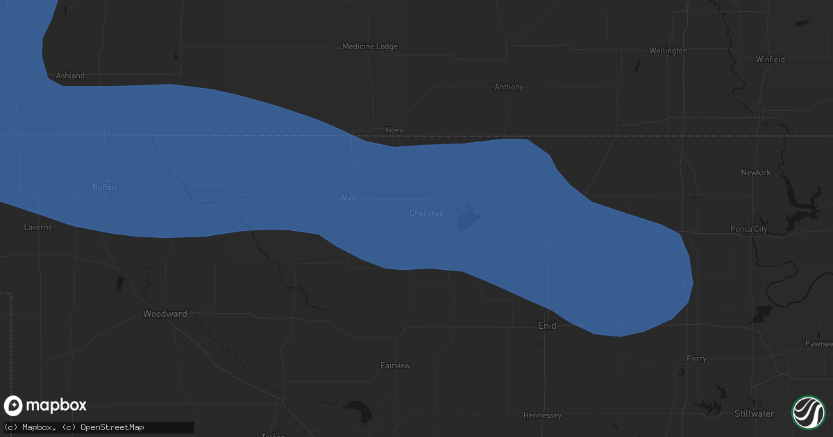 Hail map in Cherokee, OK on June 12, 2026