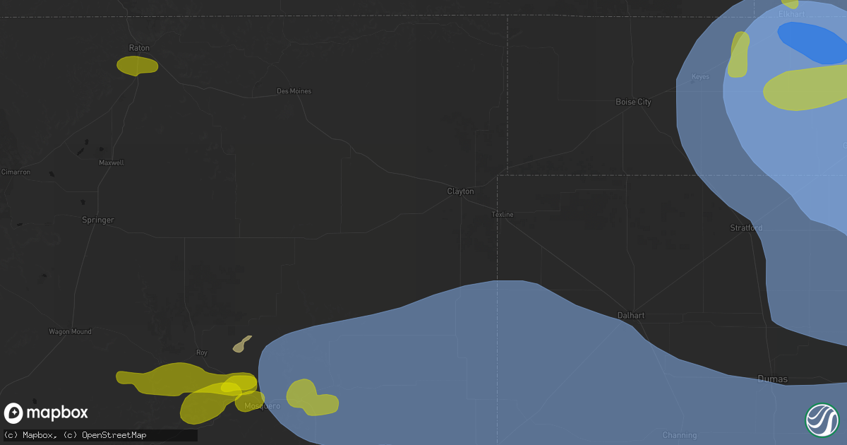 Hail map in Clayton, NM on June 12, 2026