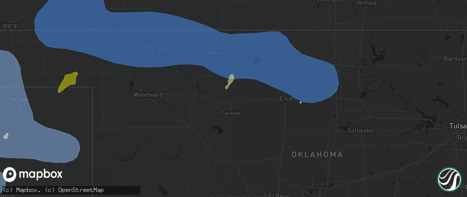 Hail map in Cleo Springs, OK on June 12, 2026