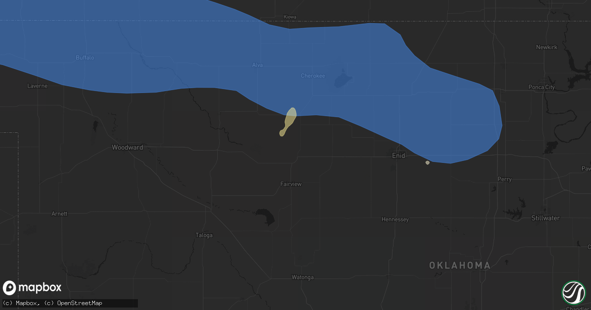 Hail map in Cleo Springs, OK on June 12, 2026