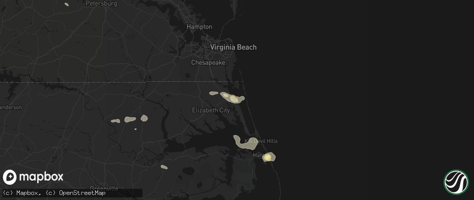 Hail map in Coinjock, NC on June 12, 2026