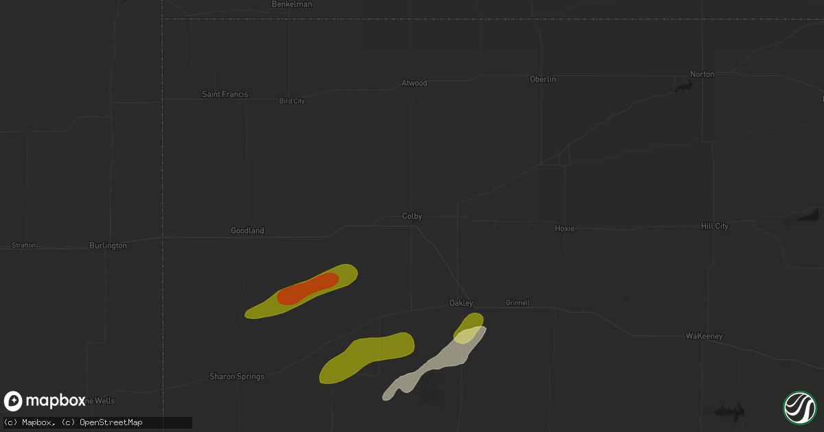 Hail map in Colby, KS on June 12, 2026