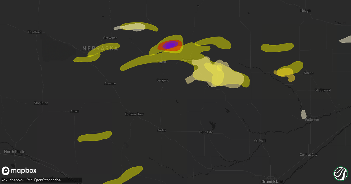 Hail map in Comstock, NE on June 12, 2026