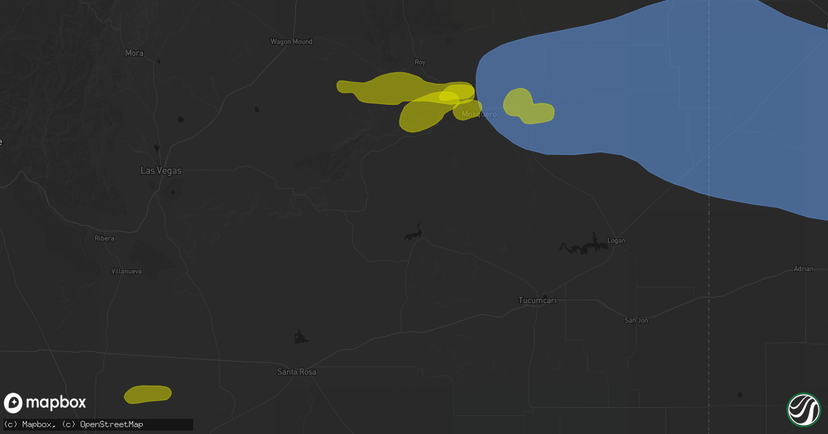 Hail map in Conchas Dam, NM on June 12, 2026