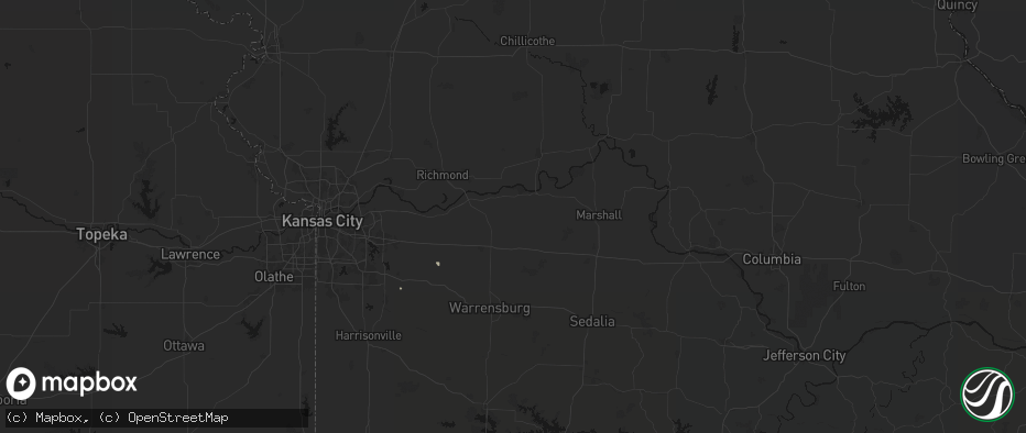 Hail map in Corder, MO on June 12, 2026