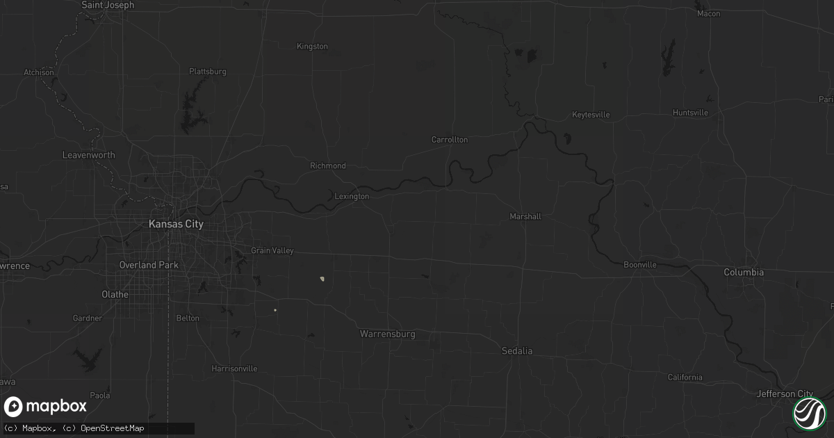 Hail map in Corder, MO on June 12, 2026