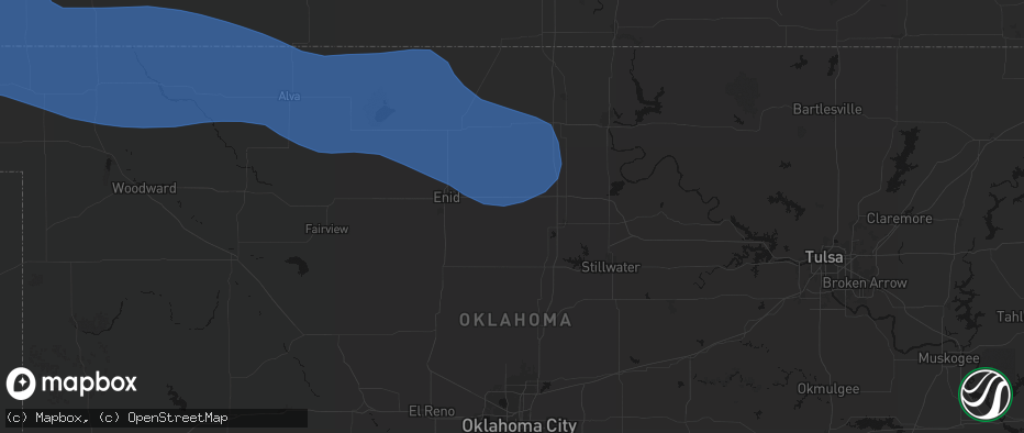 Hail map in Covington, OK on June 12, 2026