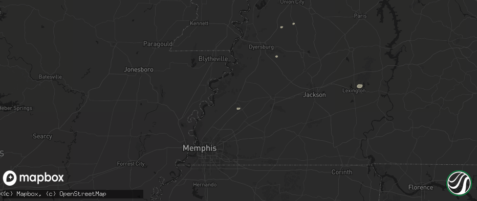 Hail map in Covington, TN on June 12, 2026