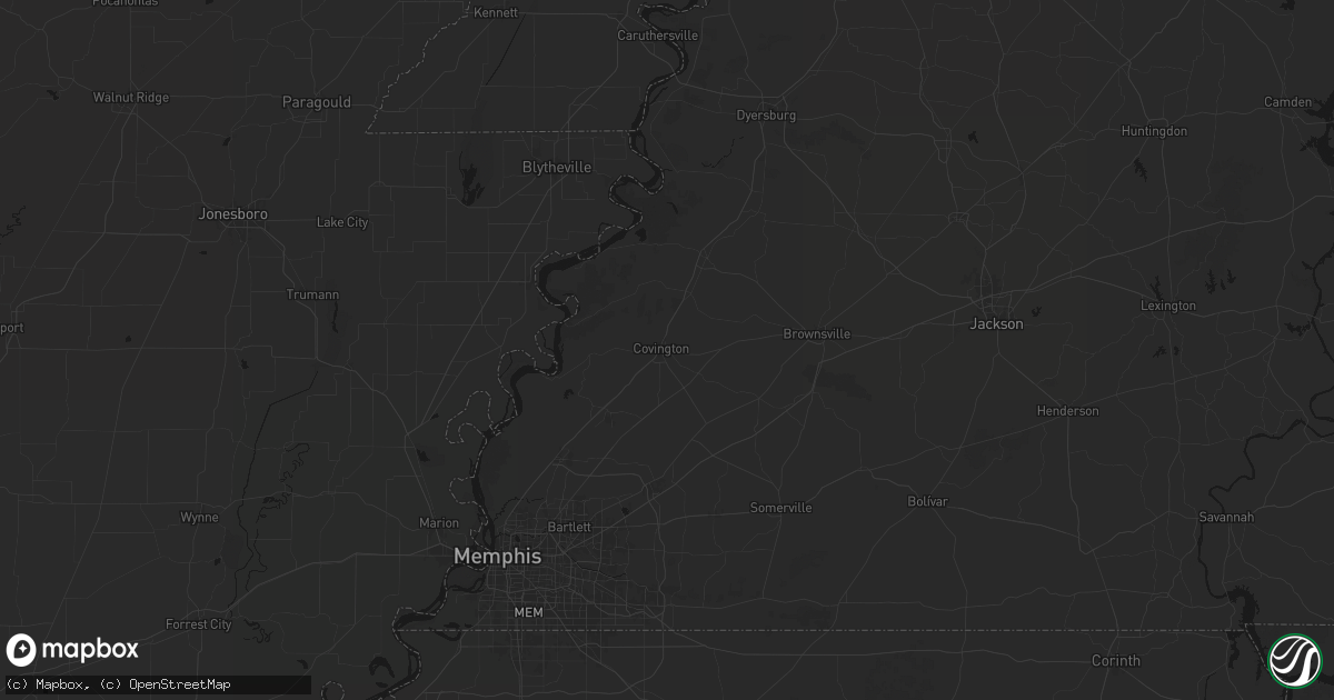 Hail map in Covington, TN on June 12, 2026