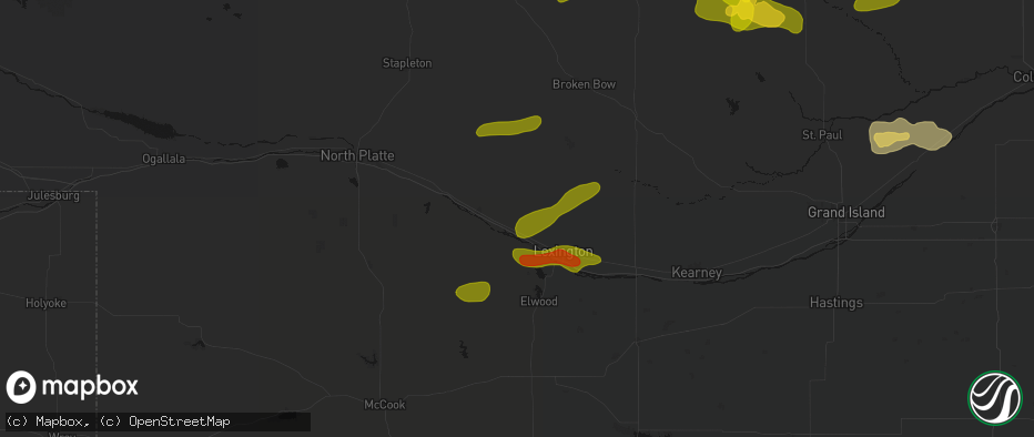 Hail map in Cozad, NE on June 12, 2026