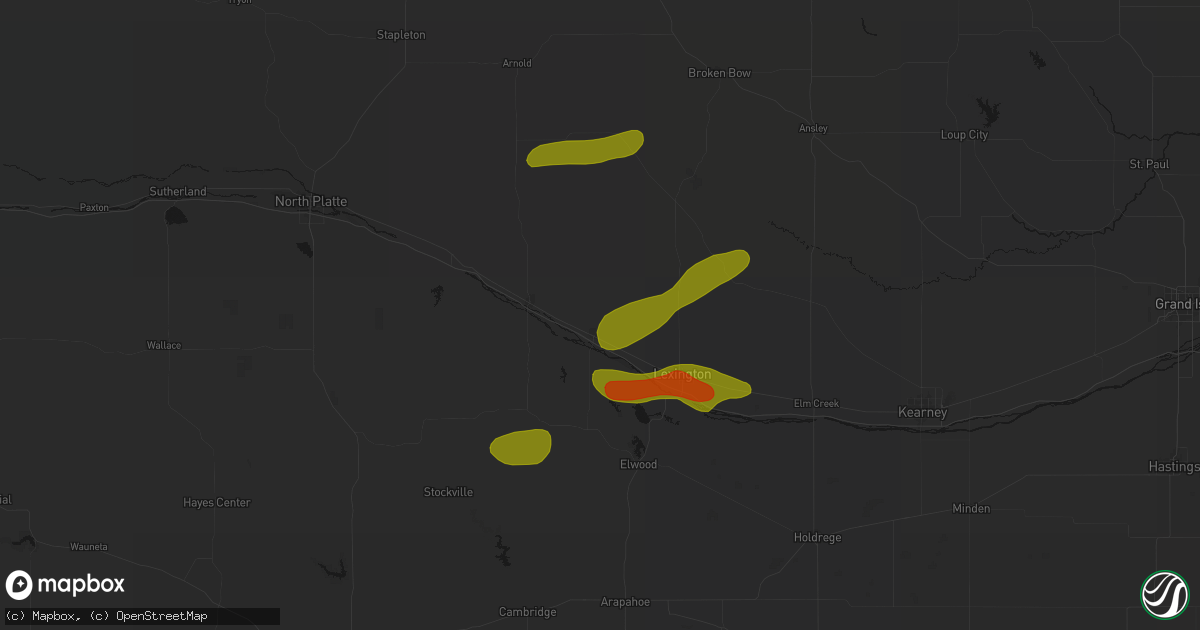 Hail map in Cozad, NE on June 12, 2026
