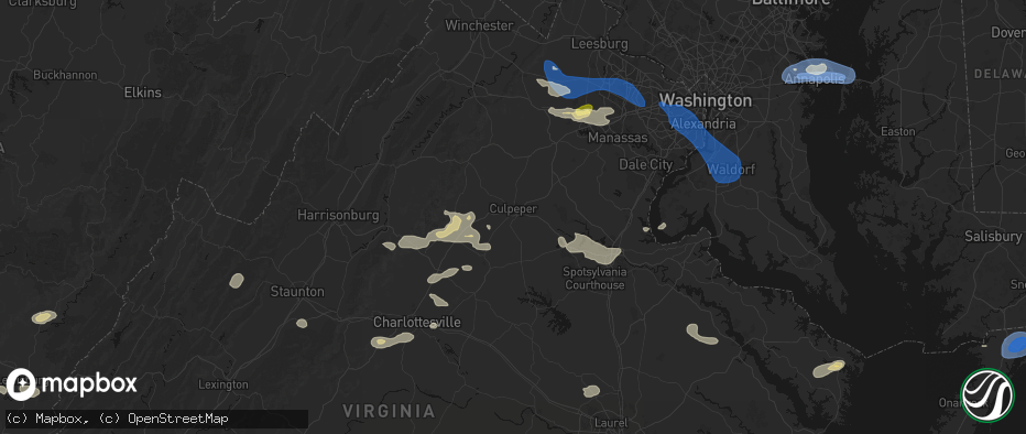 Hail map in Culpeper, VA on June 12, 2026