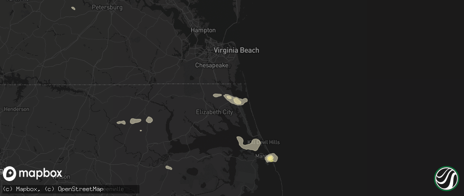 Hail map in Currituck, NC on June 12, 2026