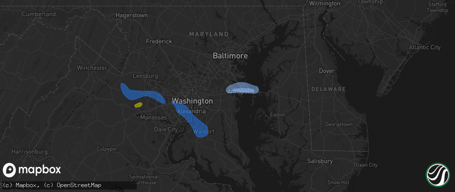 Hail map in Davidsonville, MD on June 12, 2026