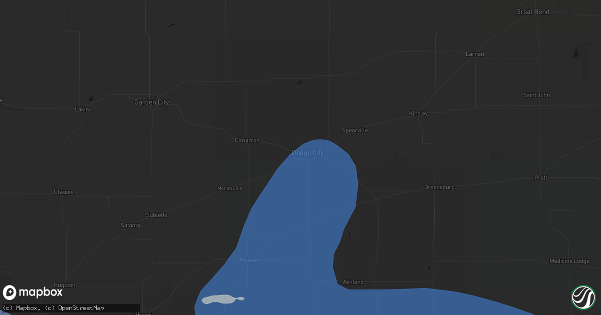 Hail map in Dodge City, KS on June 12, 2026
