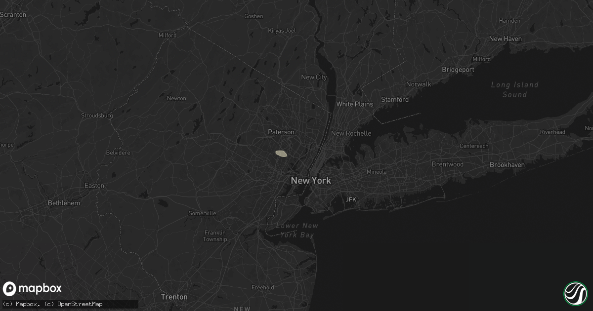 Hail map in East Rutherford, NJ on June 12, 2026