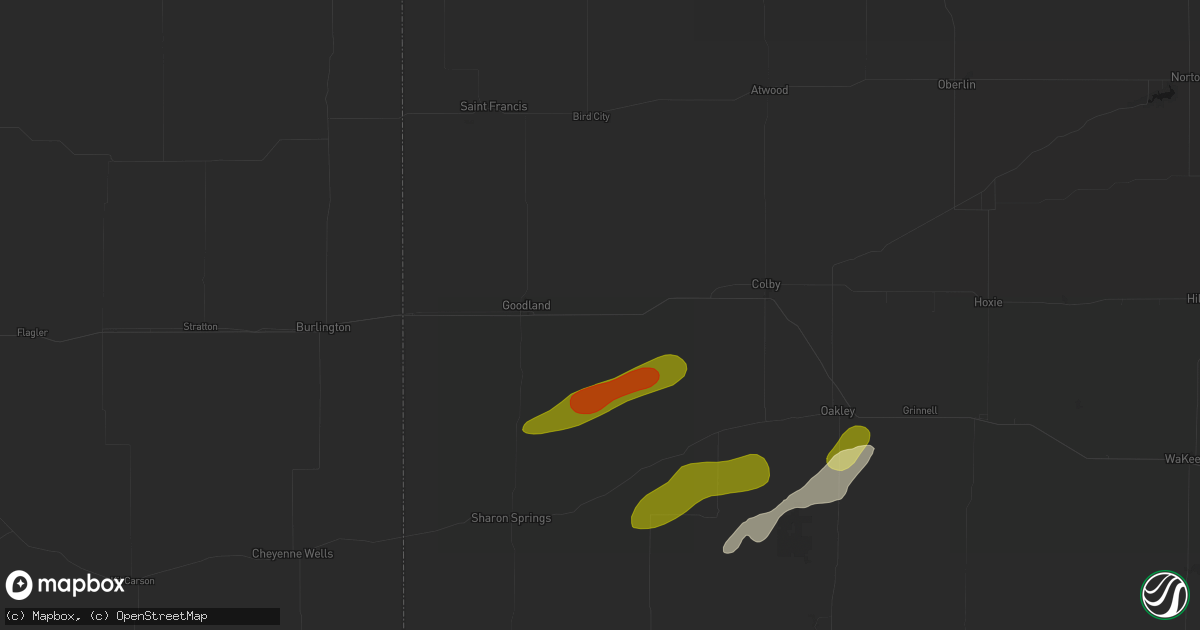 Hail map in Edson, KS on June 12, 2026