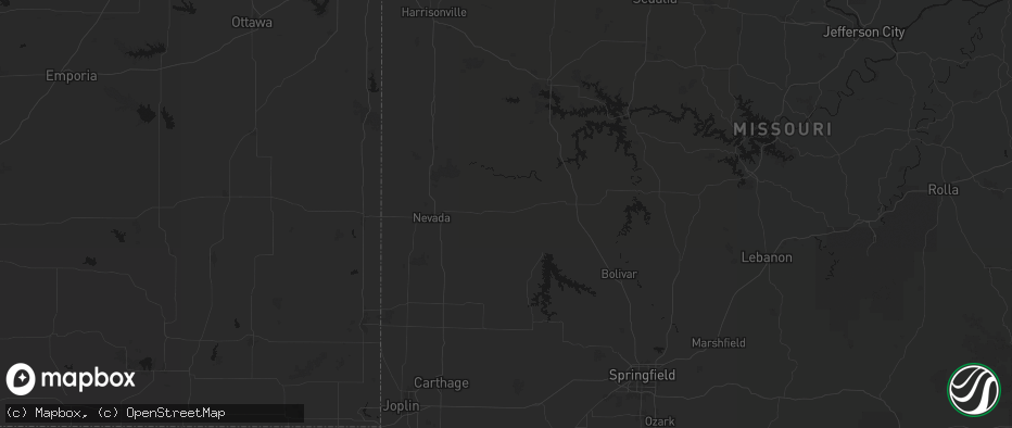 Hail map in El Dorado Springs, MO on June 12, 2026