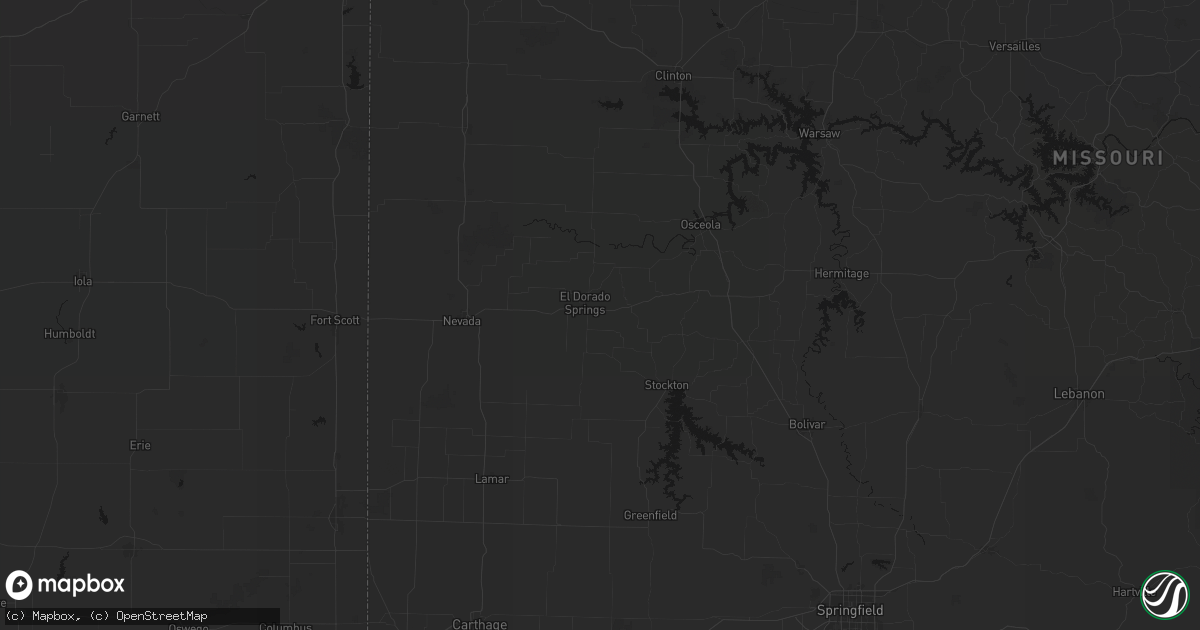 Hail map in El Dorado Springs, MO on June 12, 2026