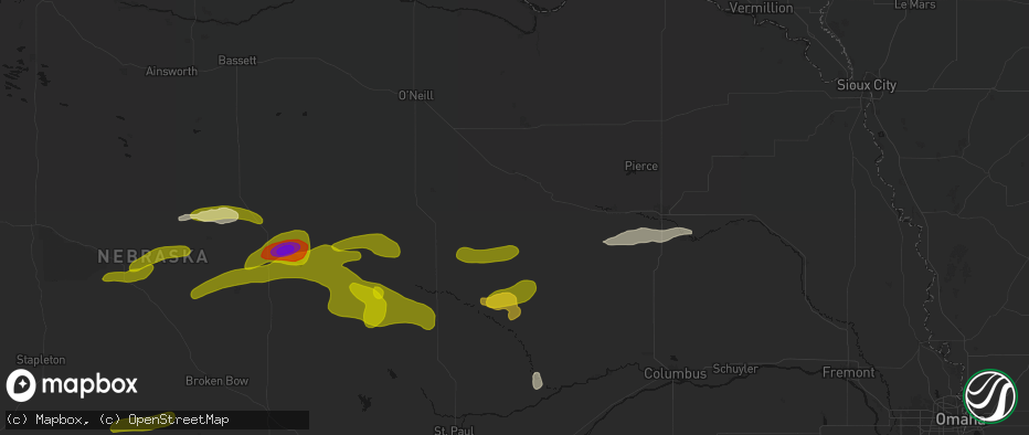 Hail map in Elgin, NE on June 12, 2026