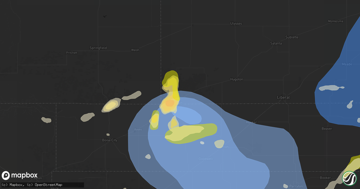 Hail map in Elkhart, KS on June 12, 2026