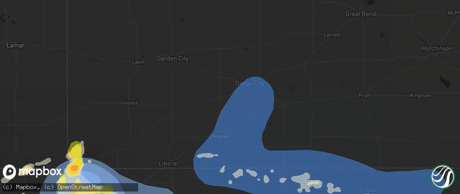 Hail map in Ensign, KS on June 12, 2026