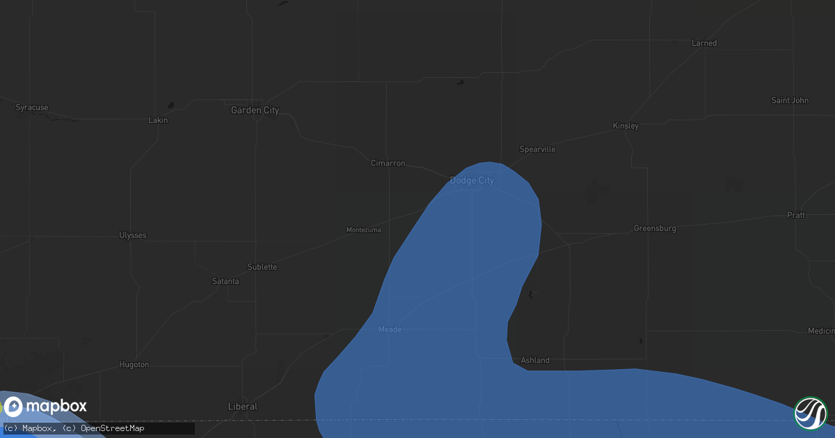 Hail map in Ensign, KS on June 12, 2026