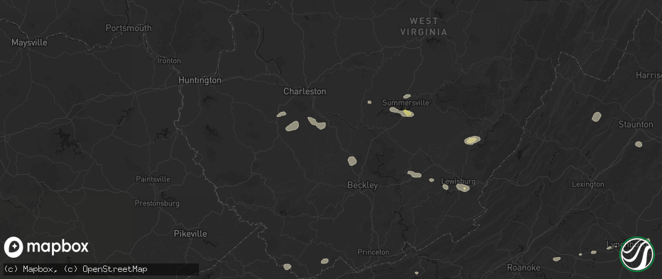 Hail map in Eskdale, WV on June 12, 2026