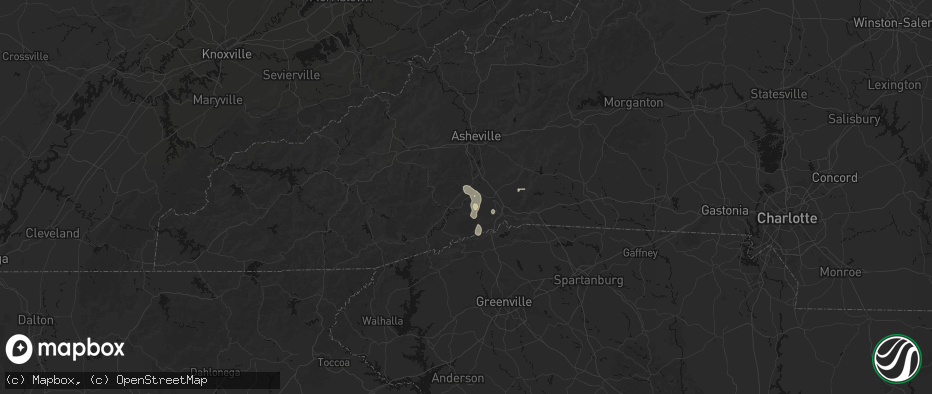 Hail map in Etowah, NC on June 12, 2026