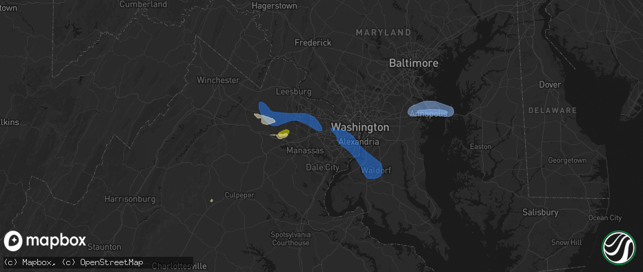 Hail map in Fairfax, VA on June 12, 2026