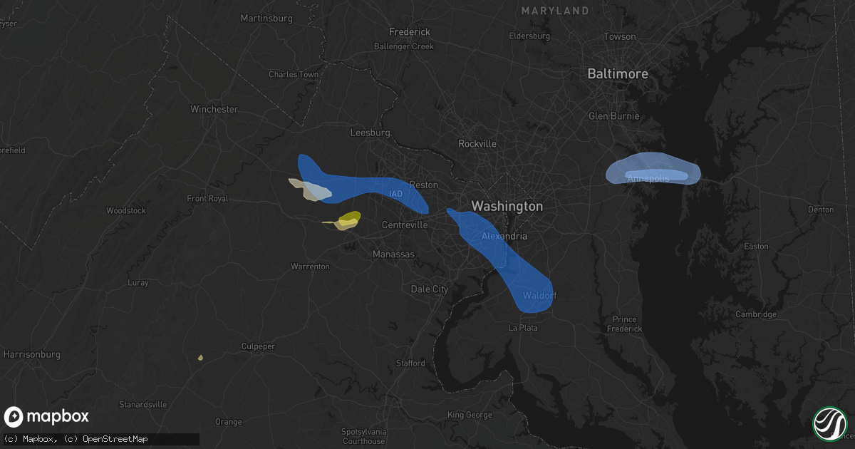 Hail map in Fairfax, VA on June 12, 2026