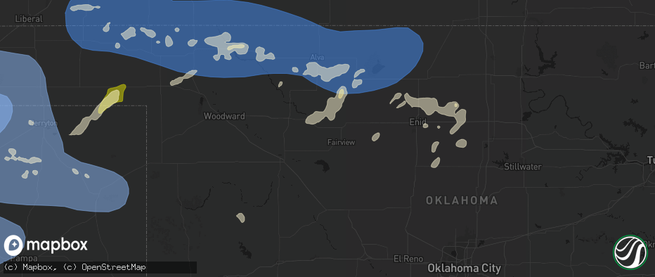 Hail map in Fairview, OK on June 12, 2026