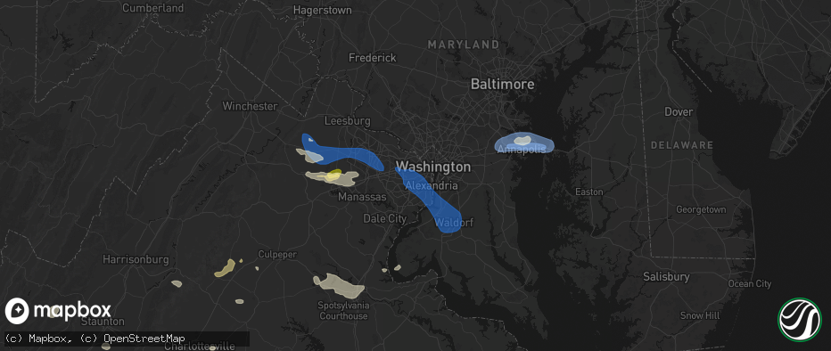 Hail map in Falls Church, VA on June 12, 2026