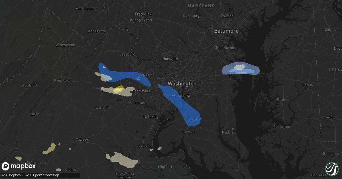 Hail map in Falls Church, VA on June 12, 2026