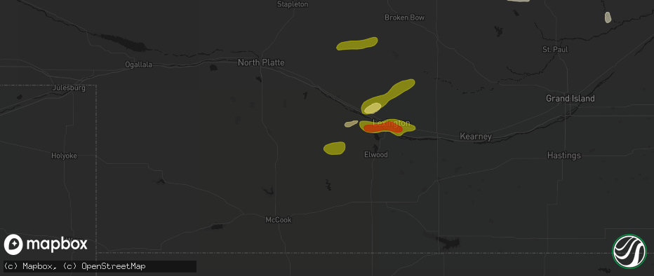 Hail map in Farnam, NE on June 12, 2026