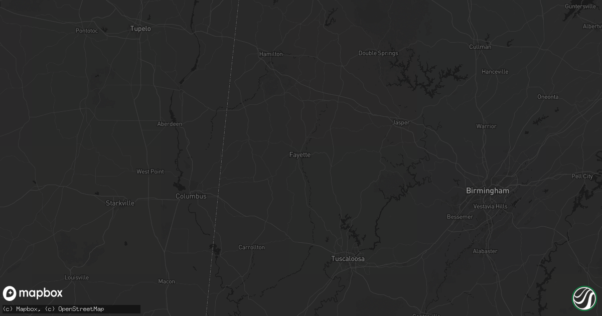 Hail map in Fayette, AL on June 12, 2026