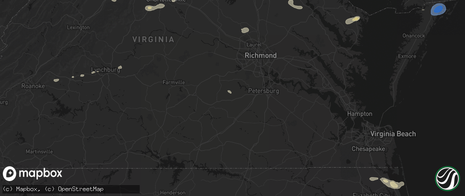 Hail map in Ford, VA on June 12, 2026