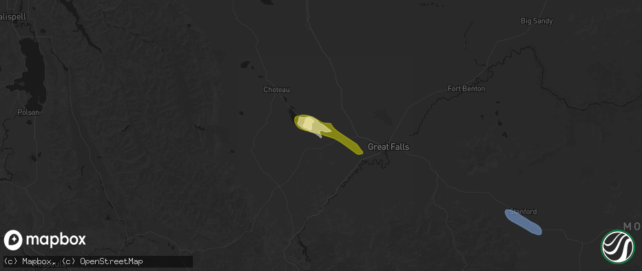 Hail map in Fort Shaw, MT on June 12, 2026
