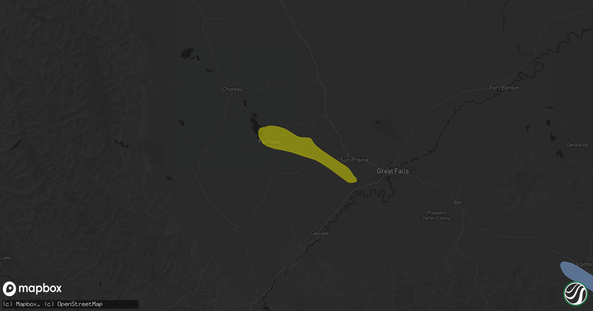 Hail map in Fort Shaw, MT on June 12, 2026