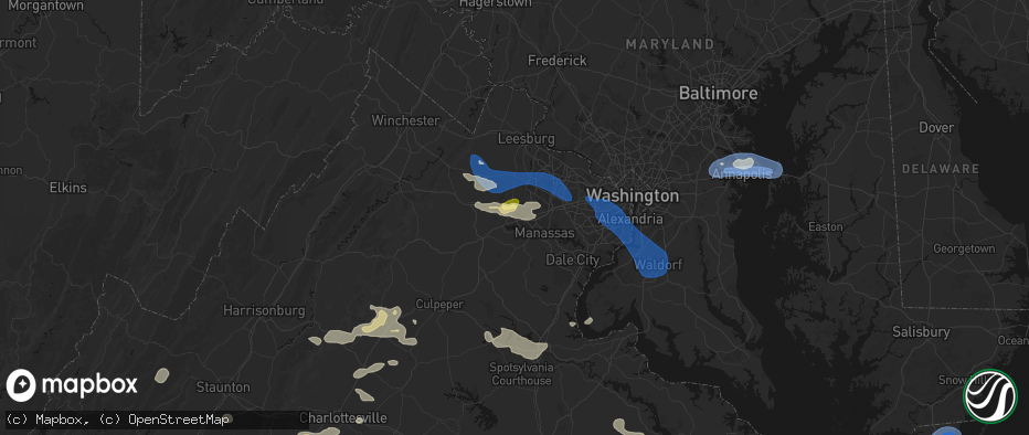 Hail map in Gainesville, VA on June 12, 2026