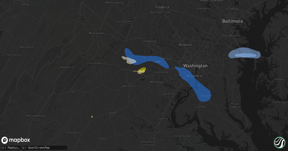 Hail map in Gainesville, VA on June 12, 2026