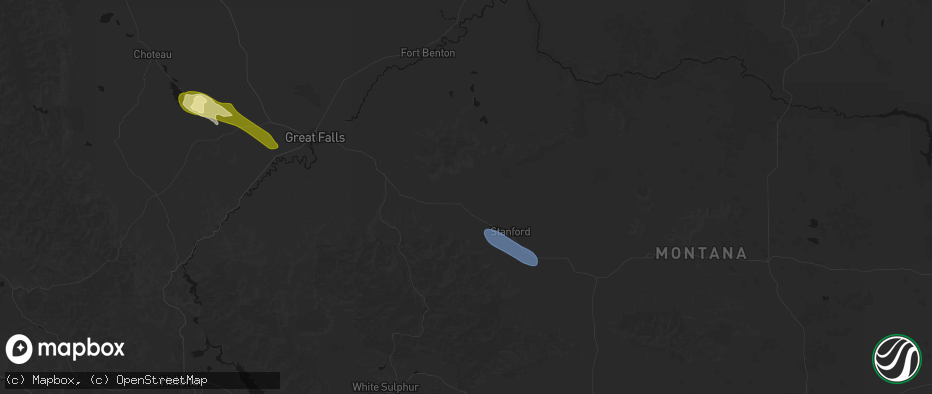 Hail map in Geyser, MT on June 12, 2026